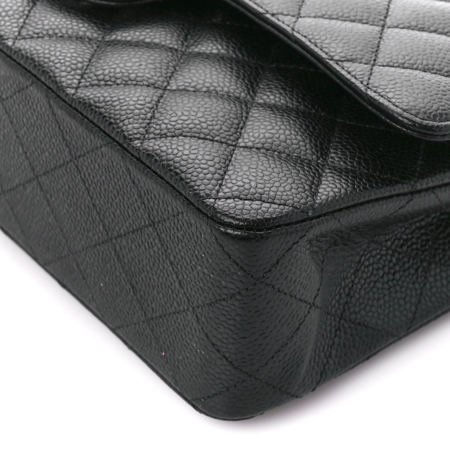 Caviar Quilted Medium Double Flap Black