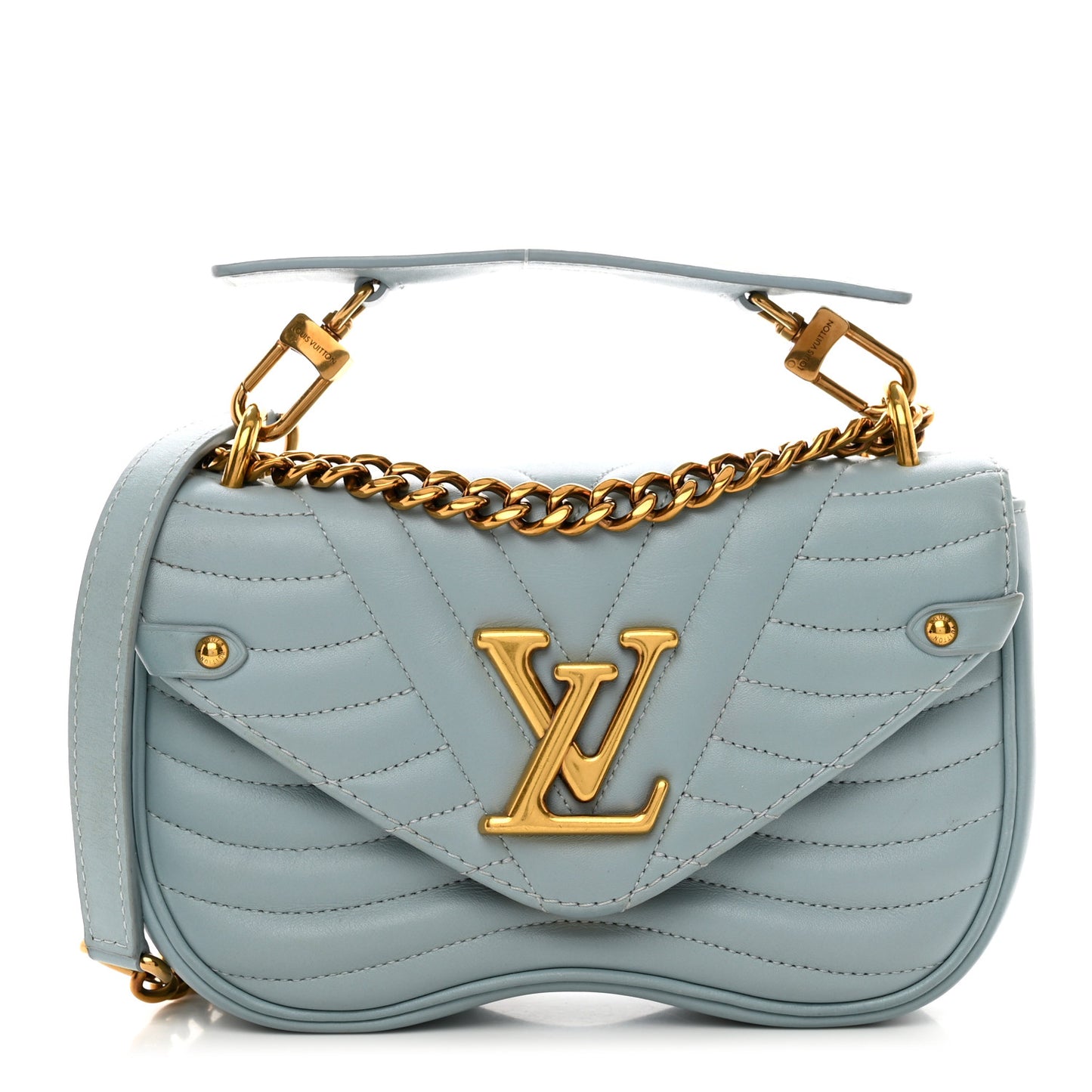 Calfskin New Wave Chain PM Porcelain Blue