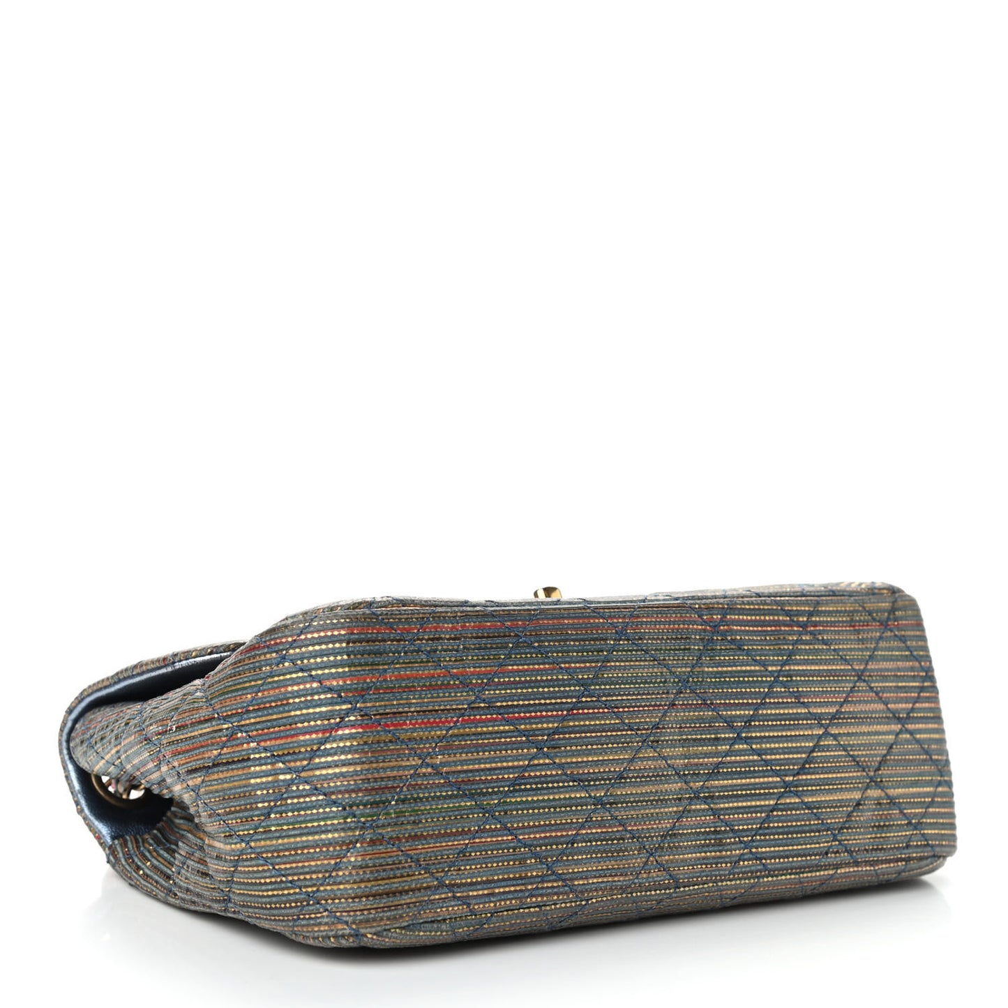 Metallic Sheepskin Thin Striped Small Single Flap Multicolor