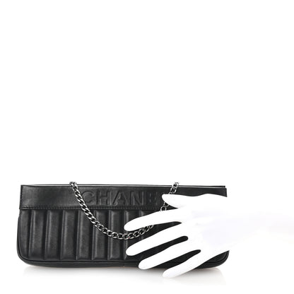 Chanel Calfskin Vertical Quilted Lax Clutch With Chain Black 2 of 7
