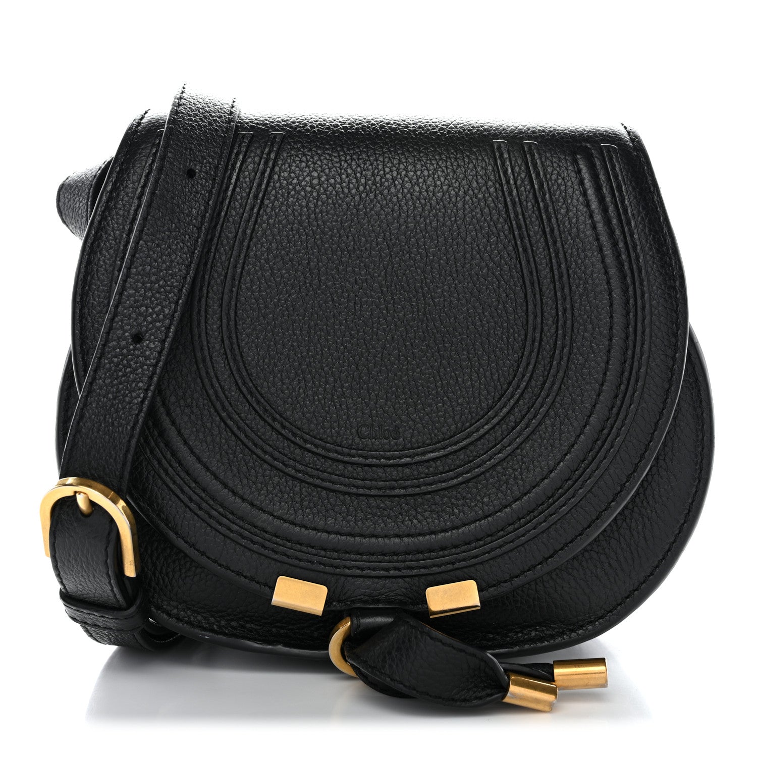 Chloe Grained Calfskin Small Marcie Saddle Bag Black 1 of 12