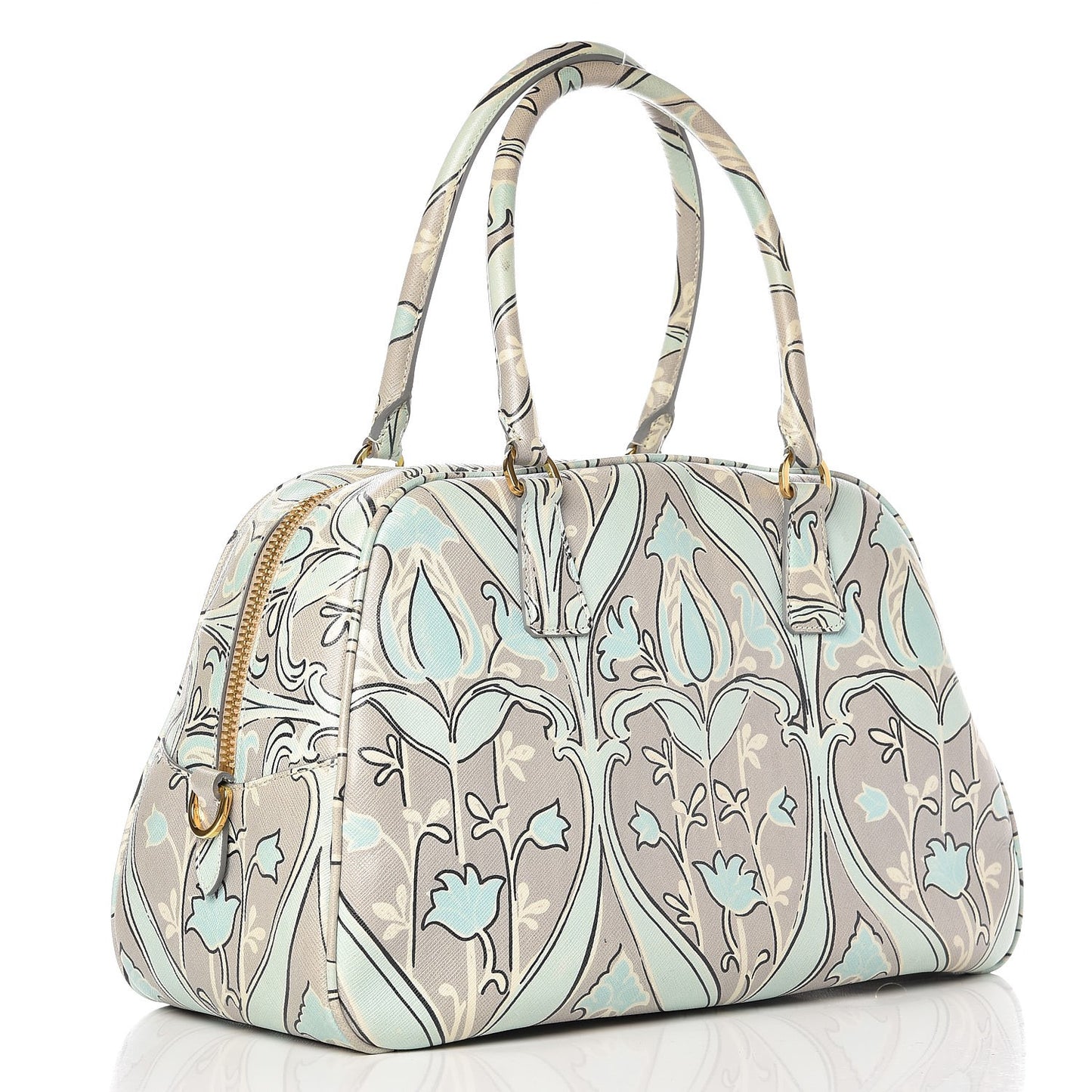 Saffiano Anise Print Bauletto Green