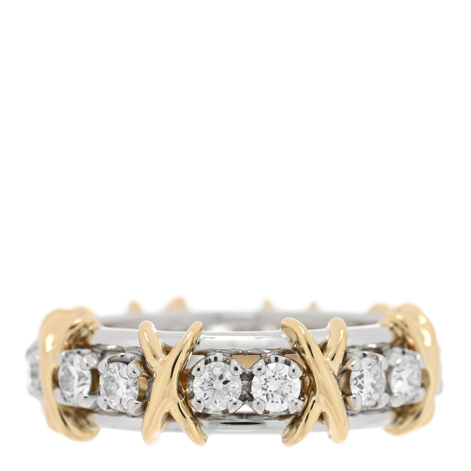 Tiffany Platinum 18K Yellow Gold Diamond Schlumberger Sixteen Stone Ring 55 7.25 3 of 6