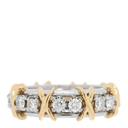 Tiffany Platinum 18K Yellow Gold Diamond Schlumberger Sixteen Stone Ring 55 7.25 3 of 6