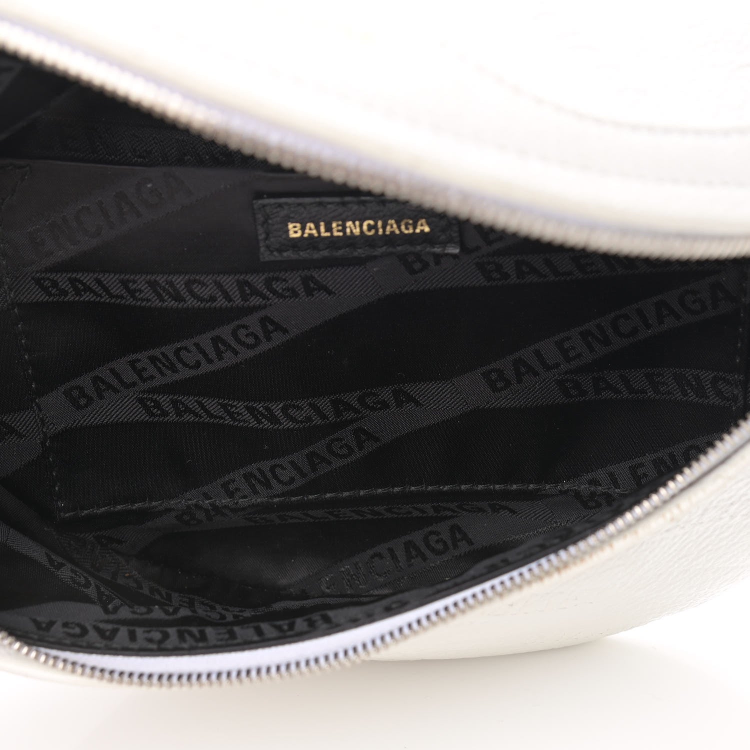 Balenciaga Shiny Goatskin Allover Logo Embossed XXS Souvenir Belt Bag White 5 of 18