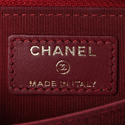 Chanel Caviar Chevron Quilted Boy Zip Around Coin Purse Wallet Burgundy 6 of 11