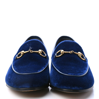 Gucci Velvet Horsebit Womens Jordaan Loafers 37 Blue Cobalt 2 of 4