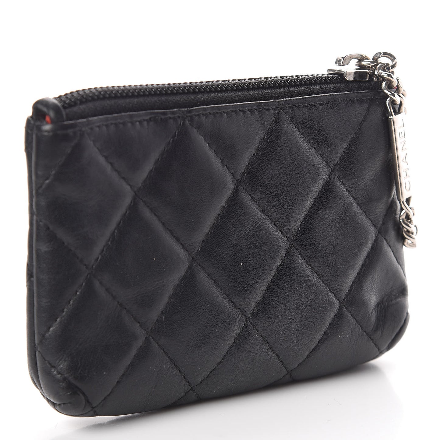 Calfskin Quilted Cambon Key Pouch Black
