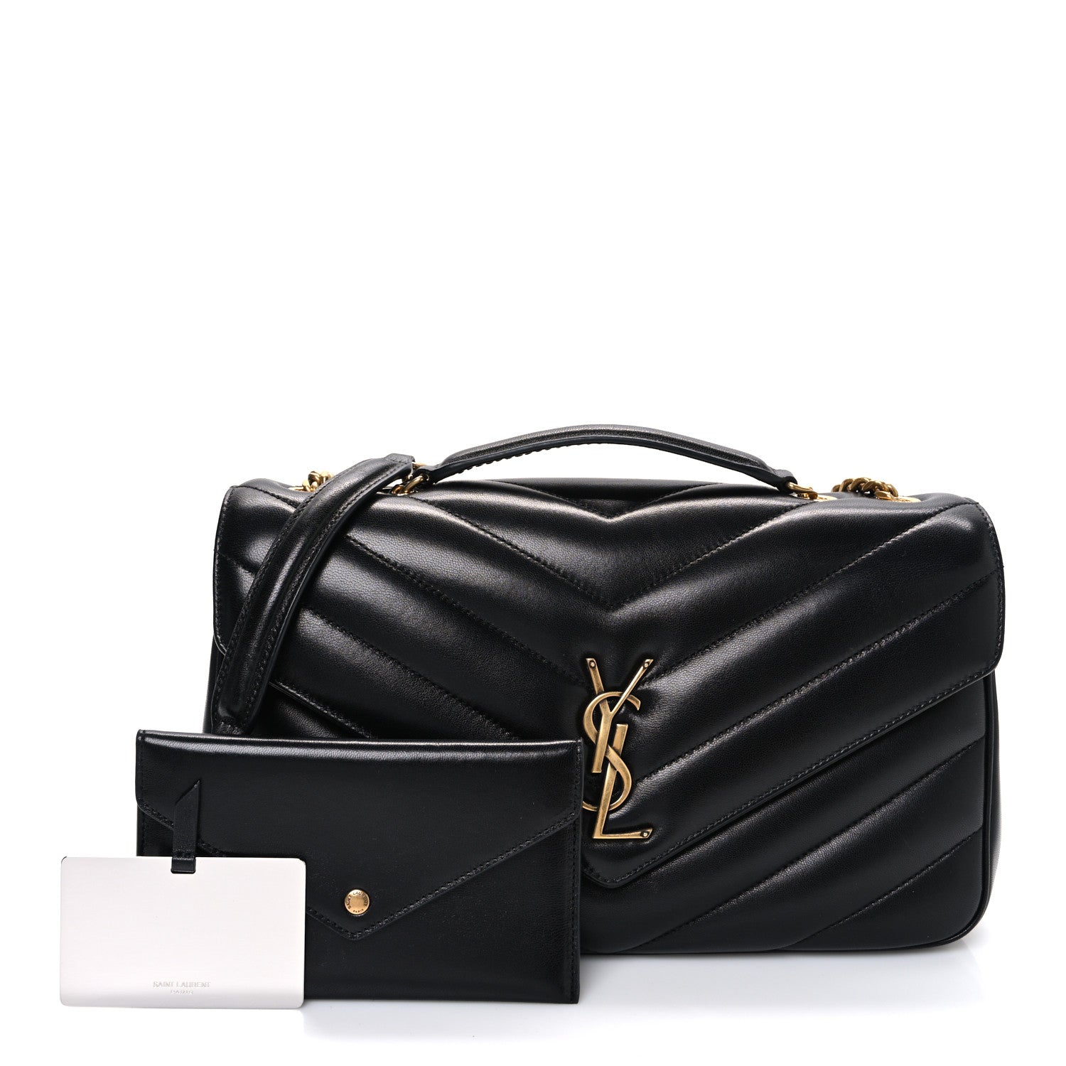Saint Laurent Lambskin Chevron Quilted Medium Loulou Black 3 of 11