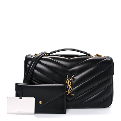 Saint Laurent Lambskin Chevron Quilted Medium Loulou Black 3 of 11