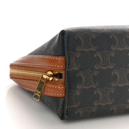 Celine Triomphe Canvas Lambskin Clutch On Chain Tan 8 of 9