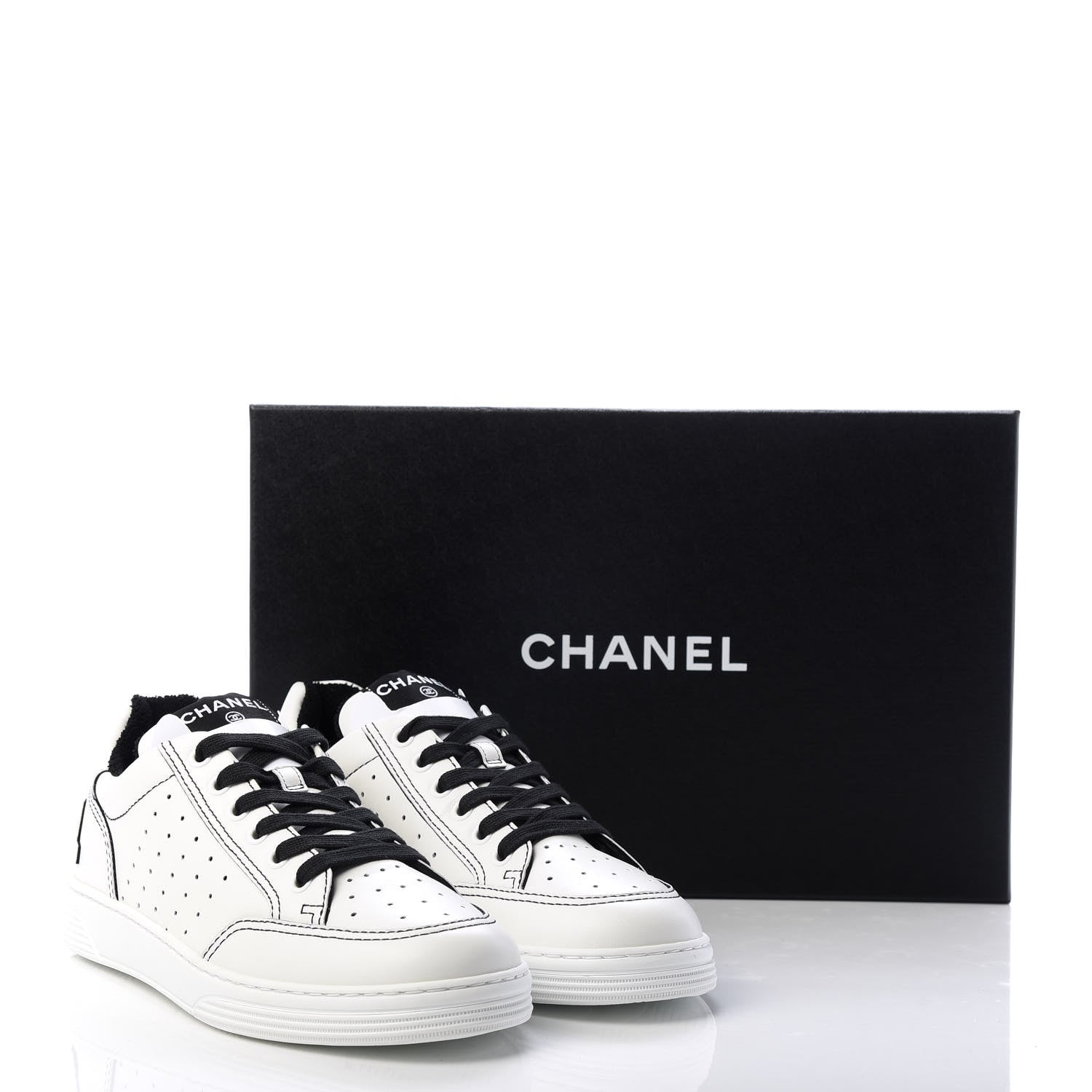 Chanel Calfskin Womens Logo Sneakers 38 White 11 of 11