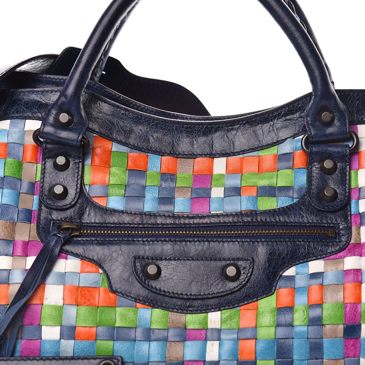 Agneau Lattice Woven Classic Hardware City Multicolor