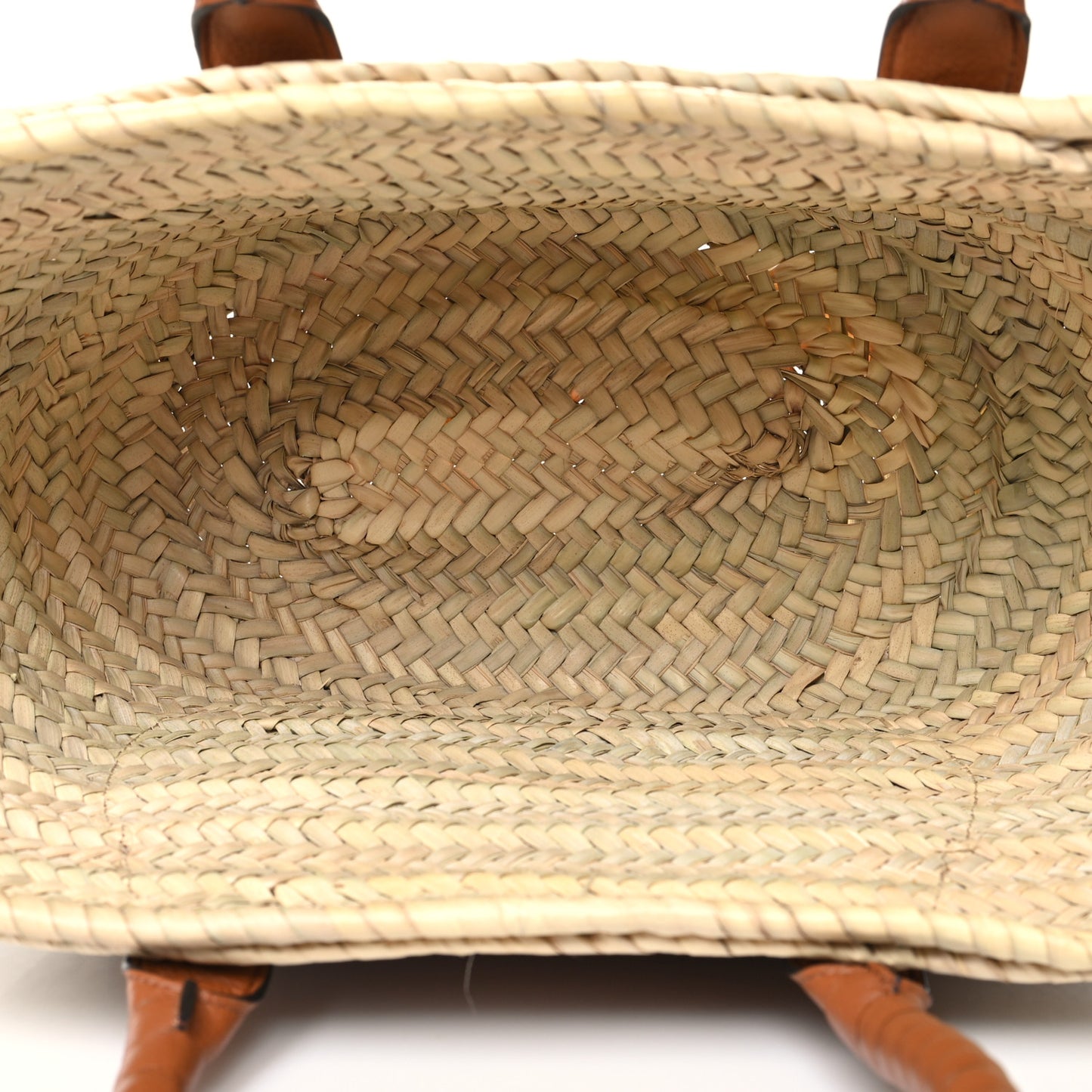 Raffia Small Grain Calfskin Medium Marcie Basket Tan