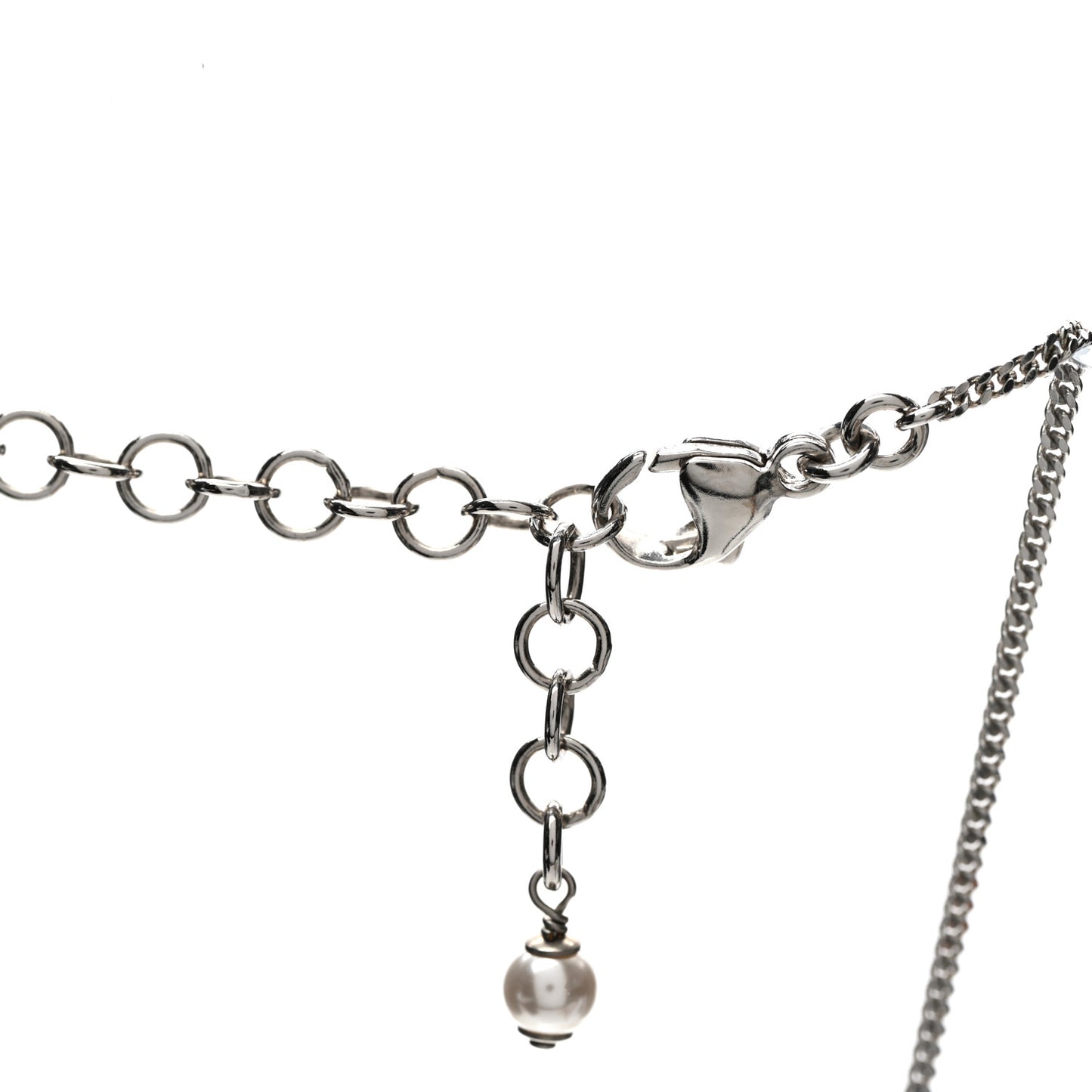 Crystal Pearl Star 5 CC Necklace Silver