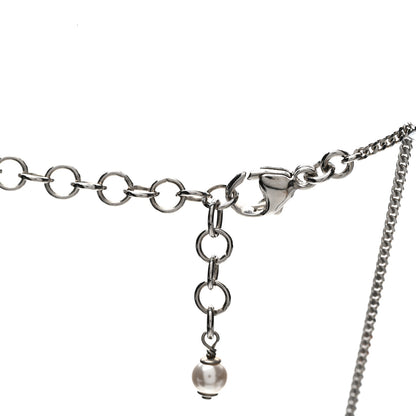 Chanel Crystal Pearl Star 5 CC Necklace Silver 4 of 6