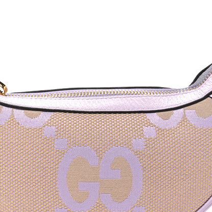 Gucci Monogram Jumbo GG Textured Dollar Calfskin Mini Ophidia Half Moon Hobo Beige Lapis 8 of 10