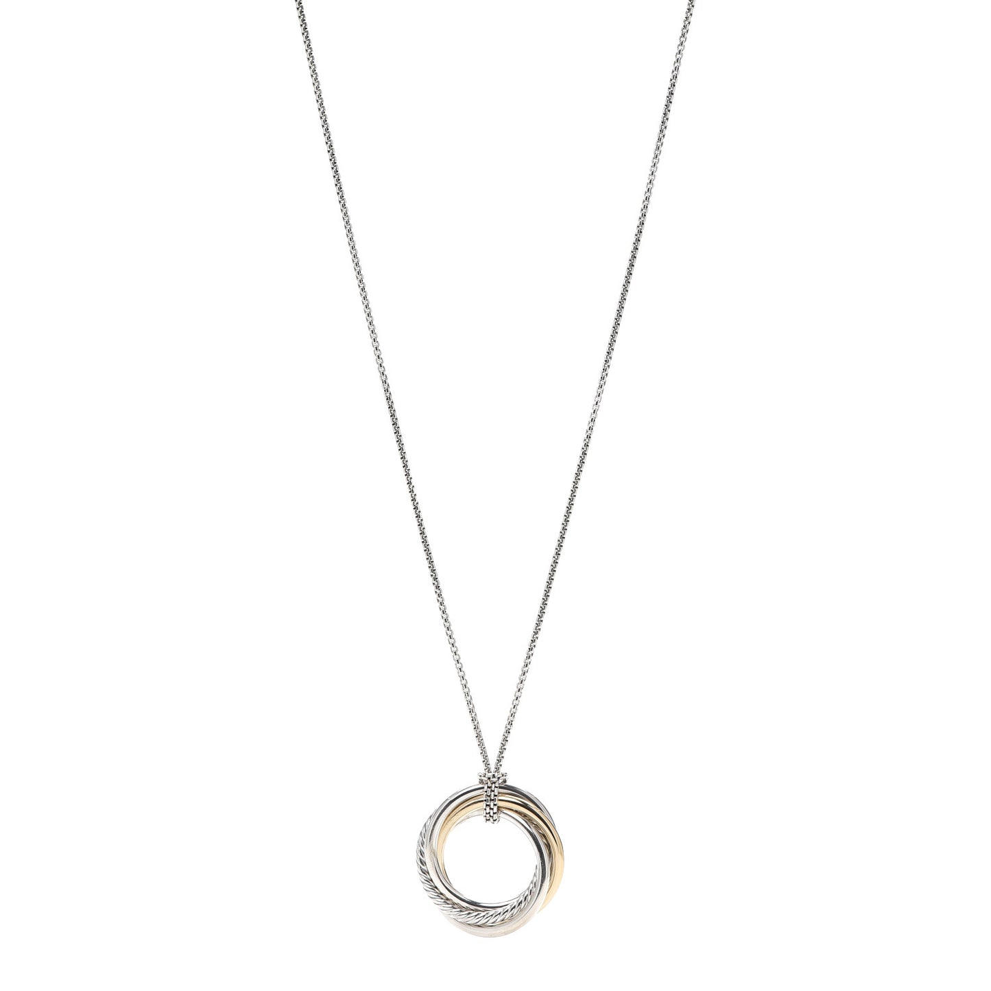 Sterling Silver 14K Yellow Gold 37mm Crossover Pendant Necklace