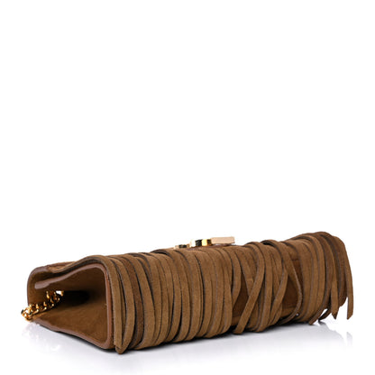Saint Laurent Suede Fringe Small Monogram Satchel Light Ocre 4 of 11