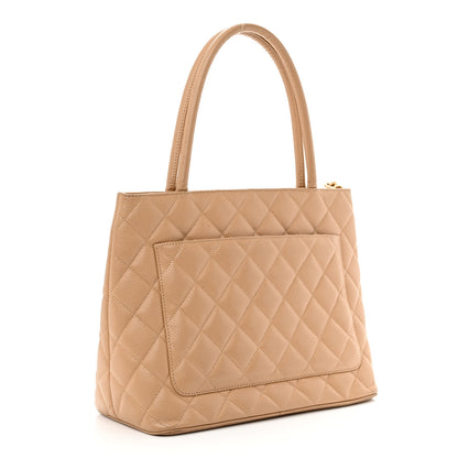 Chanel Caviar Quilted Medallion Tote Beige 3 of 13