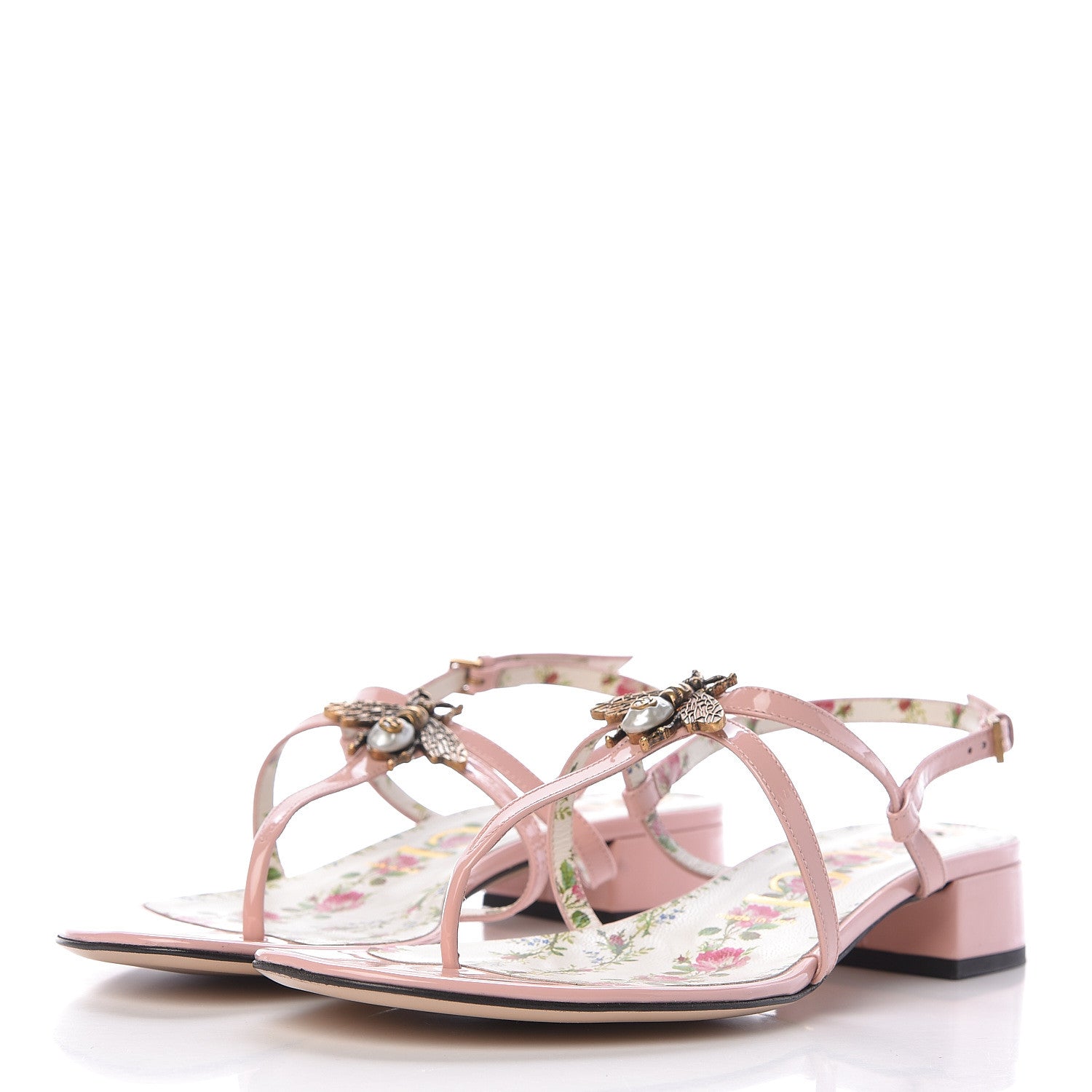 Gucci Patent Bee Thong Sandal 39.5 Perfect Pink 3 of 10