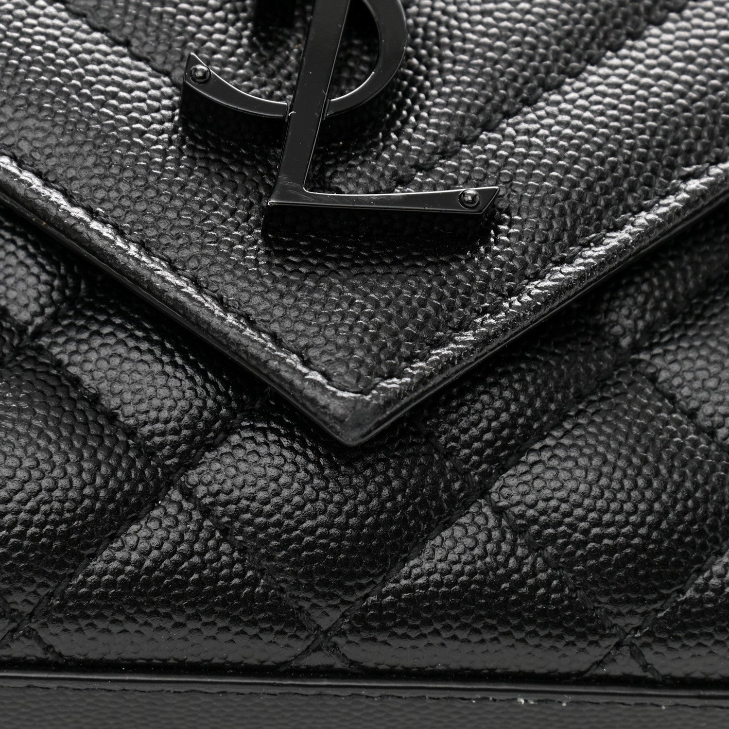 Saint Laurent Grain De Poudre Textured Mixed Matelasse Triquilt Small Monogram Satchel Black 13 of 14