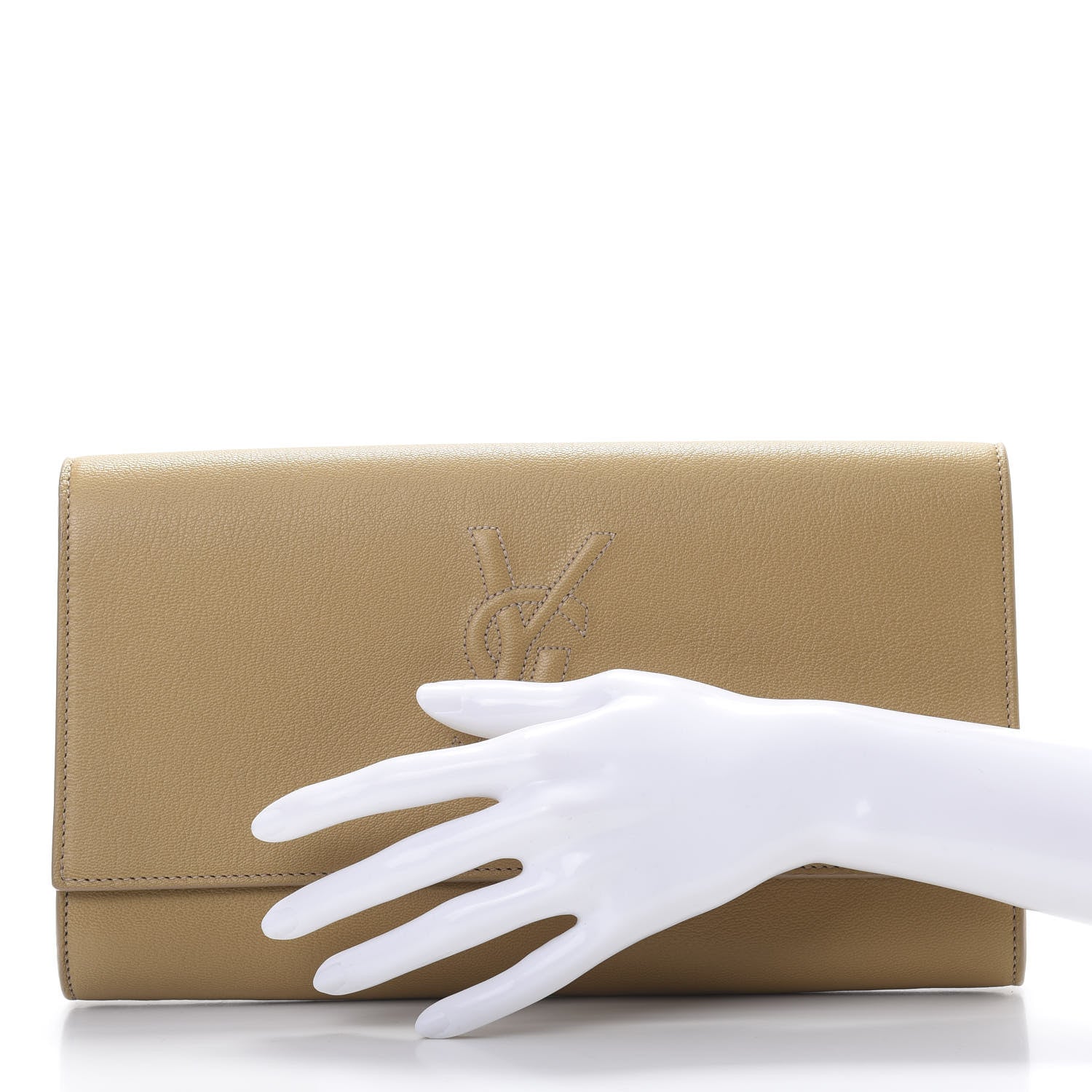 Saint Laurent Calfskin Monogram Large Belle De Jour Clutch Nude 2 of 7