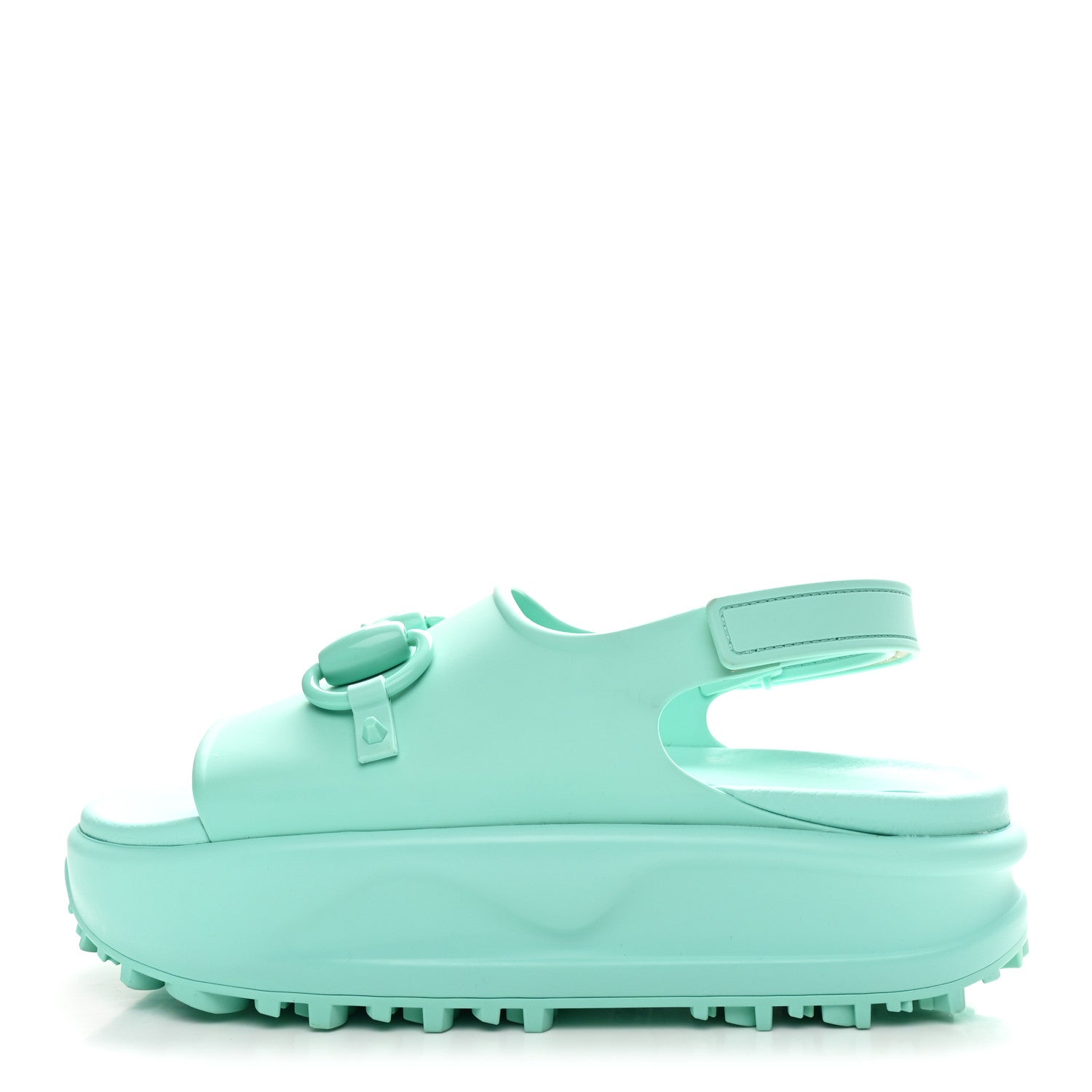 Gucci Soft Rubber Horsebit Womens Slingback Sandals 39 Teal Cyan 1 of 9