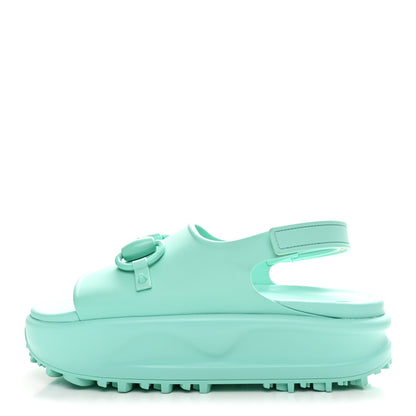 Gucci Soft Rubber Horsebit Womens Slingback Sandals 39 Teal Cyan 1 of 9