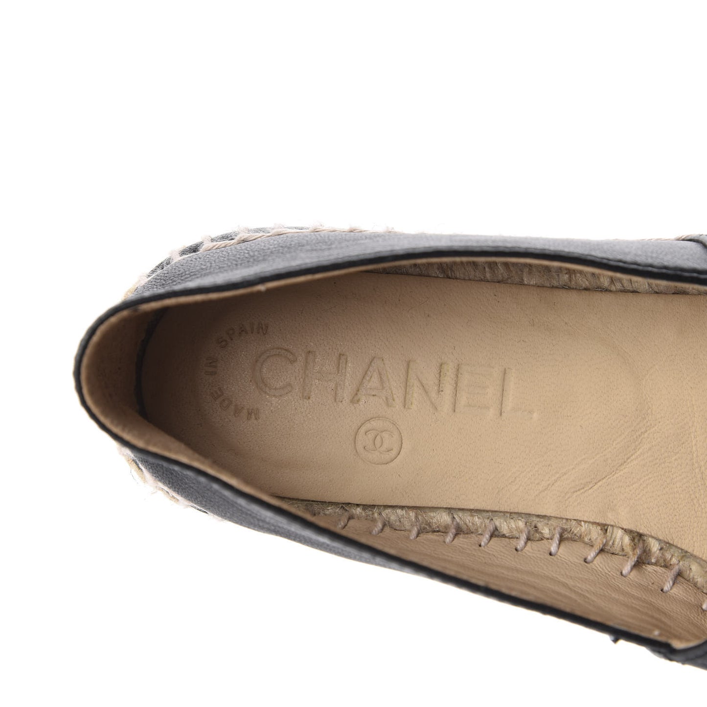 Lambskin Camellia CC Stud Espadrilles 35 Black