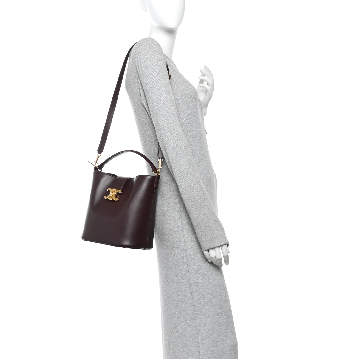 Celine Smooth Calfskin Triomphe Medium Louise Bag Deep Burgundy 2 of 10