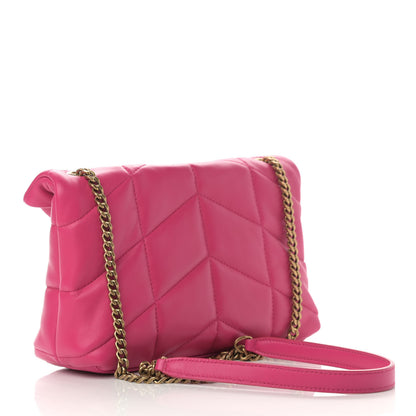 Saint Laurent Lambskin Quilted Toy Loulou Puffer Monogram Chain Satchel Bubblegum 3 of 14