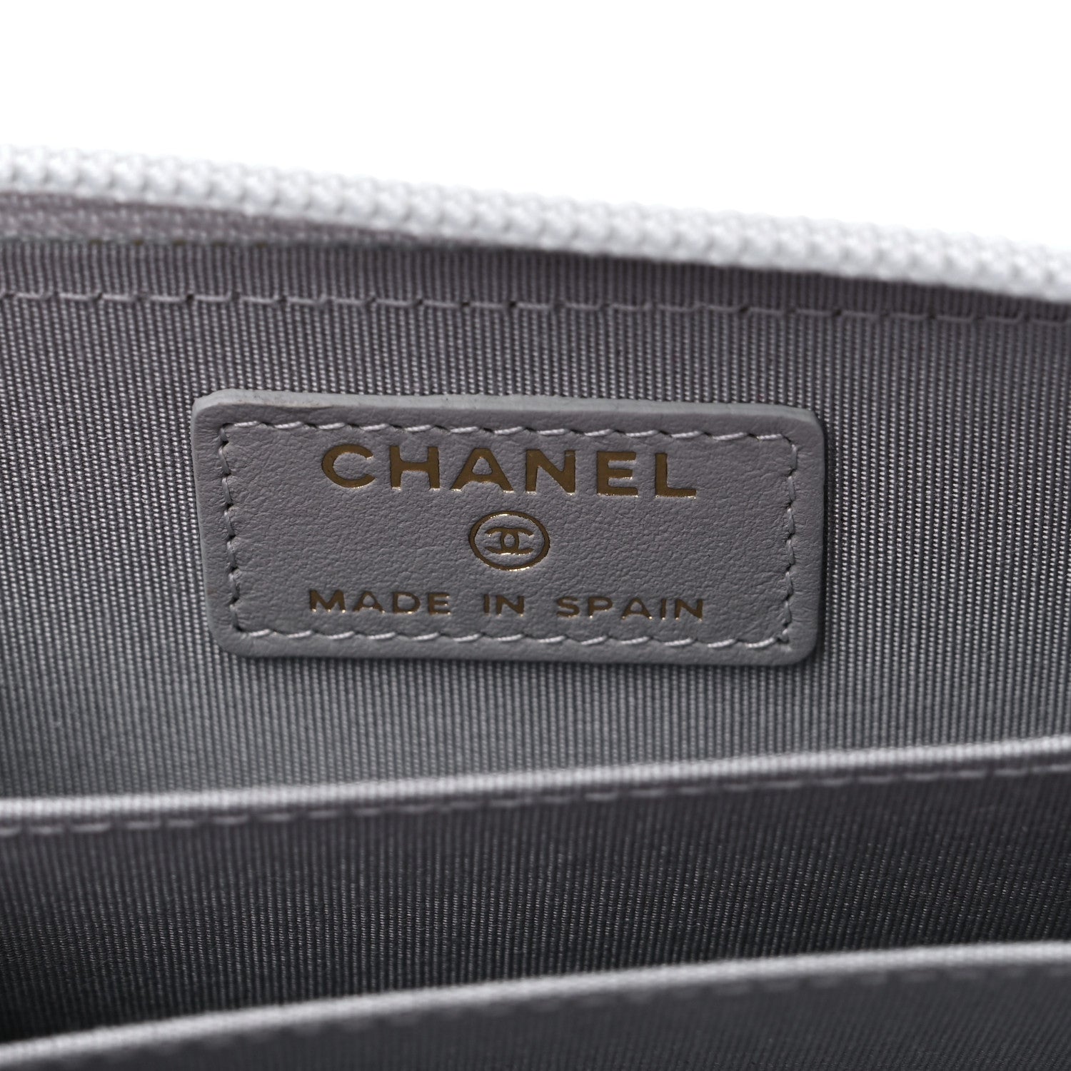 Chanel Caviar Quilted Boy Zip Around Coin Purse Wallet Grey 6 of 9