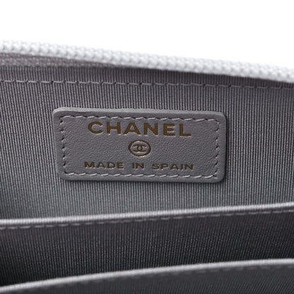 Chanel Caviar Quilted Boy Zip Around Coin Purse Wallet Grey 6 of 9