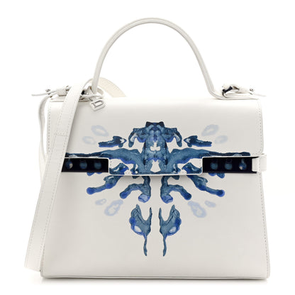 Delvaux Box Calfskin Ink Blot MM Tempete Satchel Ivory Blue 1 of 11