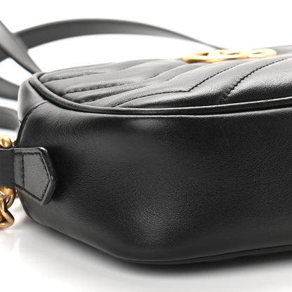 Gucci Calfskin Matelasse Mini GG Marmont Chain Shoulder Bag Black 8 of 9