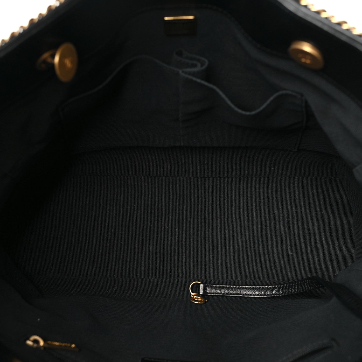 Chanel Calfskin Quilted Chain Lines Shopping Tote Black 5 of 10