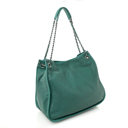 Chanel Calfskin Perforated Up In The Air Tote Green 3 of 10
