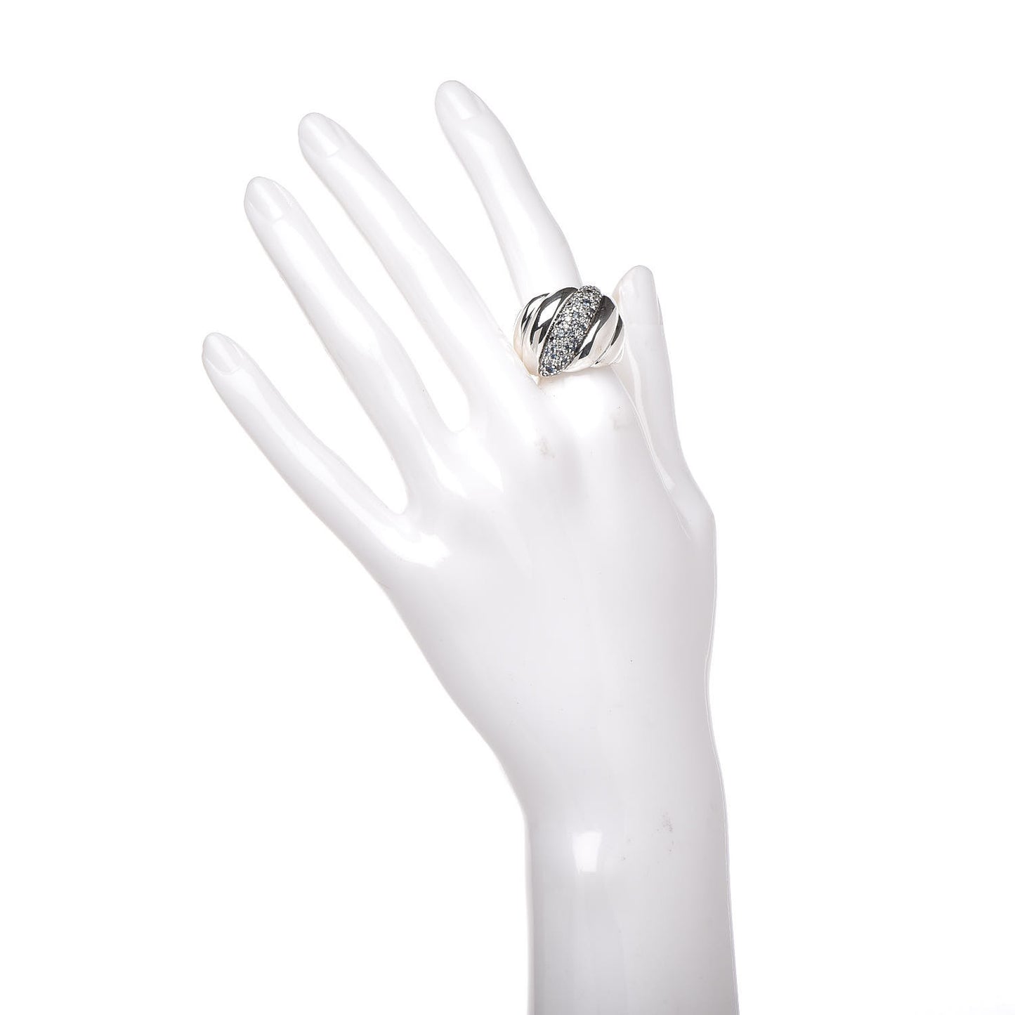 Sterling Silver Diamond Topaz Sculpted Cable Ring 51 5.75