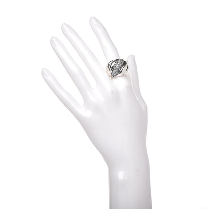 David Yurman Sterling Silver Diamond Topaz Sculpted Cable Ring 51 5.75 2 of 5