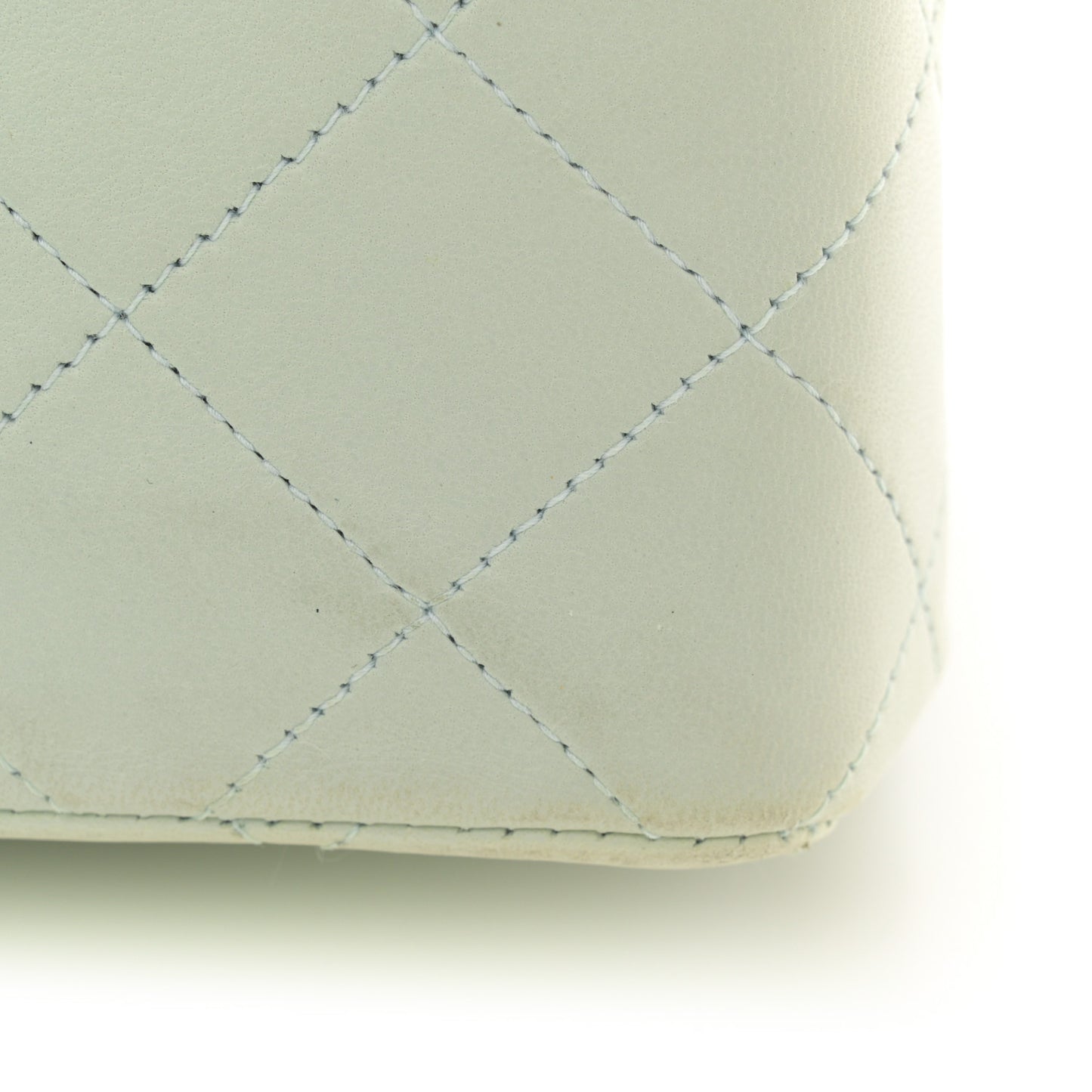 Lambskin Quilted Small Double Flap Light Green