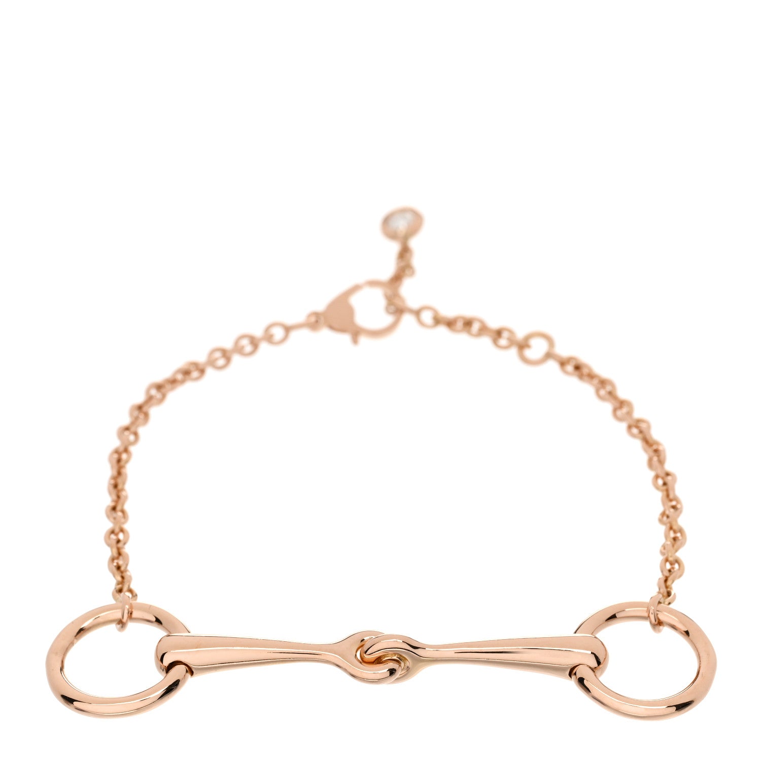 Hermes 18K Rose Gold Diamond TPM Filet d'Or Bracelet ST 1 of 3