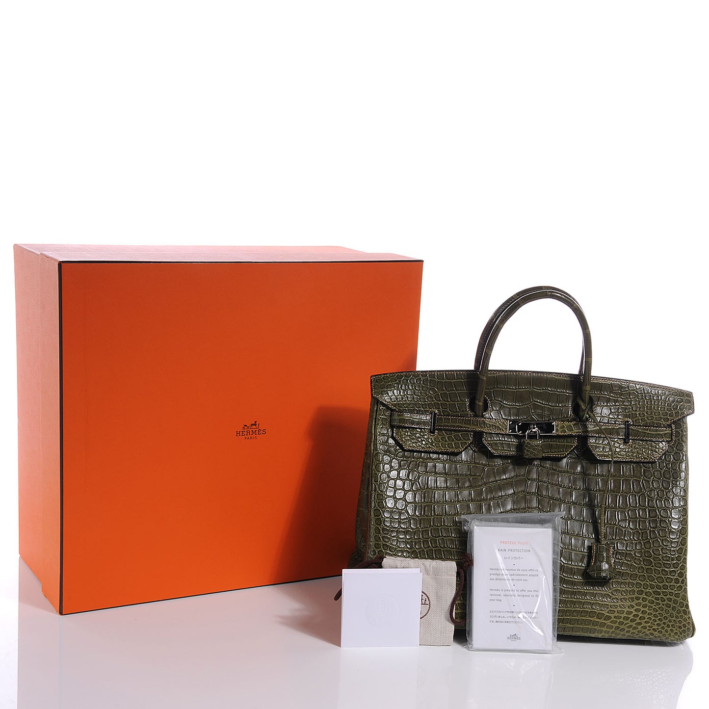 Matte Porosus Crocodile Birkin 40 Vert Olive