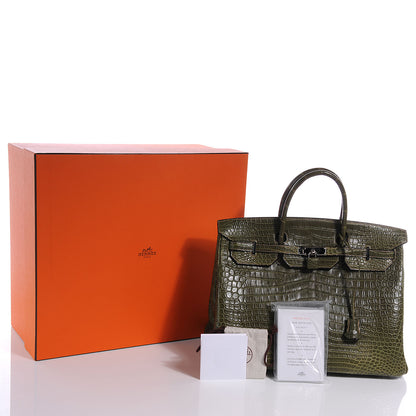 Hermes Matte Porosus Crocodile Birkin 40 Vert Olive 5 of 13