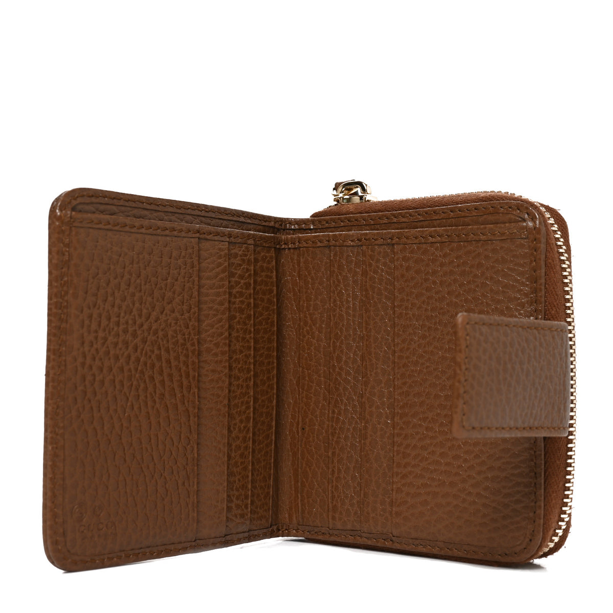 Gucci Monogram Dollar Calfskin Zip Around French Wallet Beige Ebony Tabacco 5 of 7