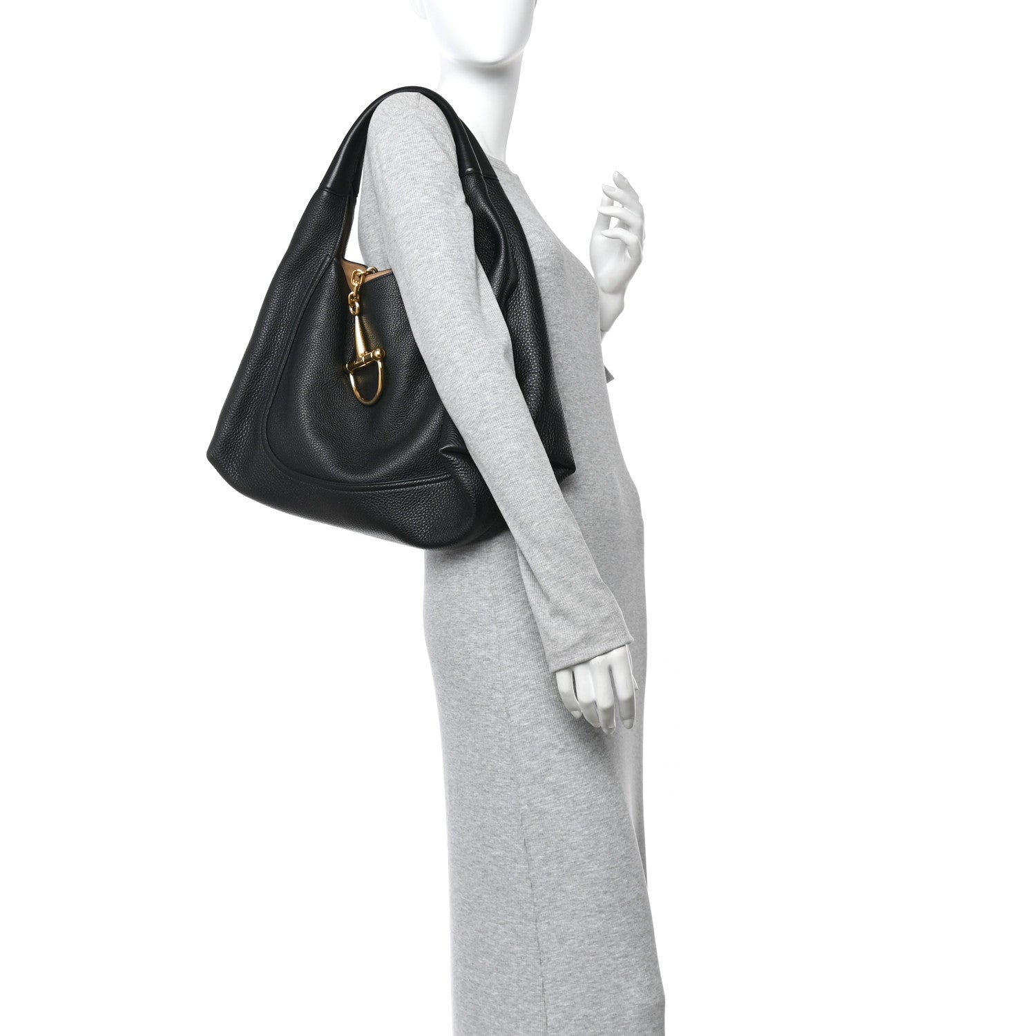 Gucci Grained Calfskin Softbit Maxi Shoulder Bag Black 2 of 10