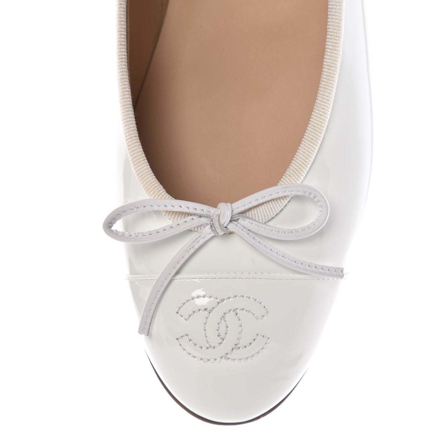 Patent CC Cap Toe Ballerina Flats 39.5 White