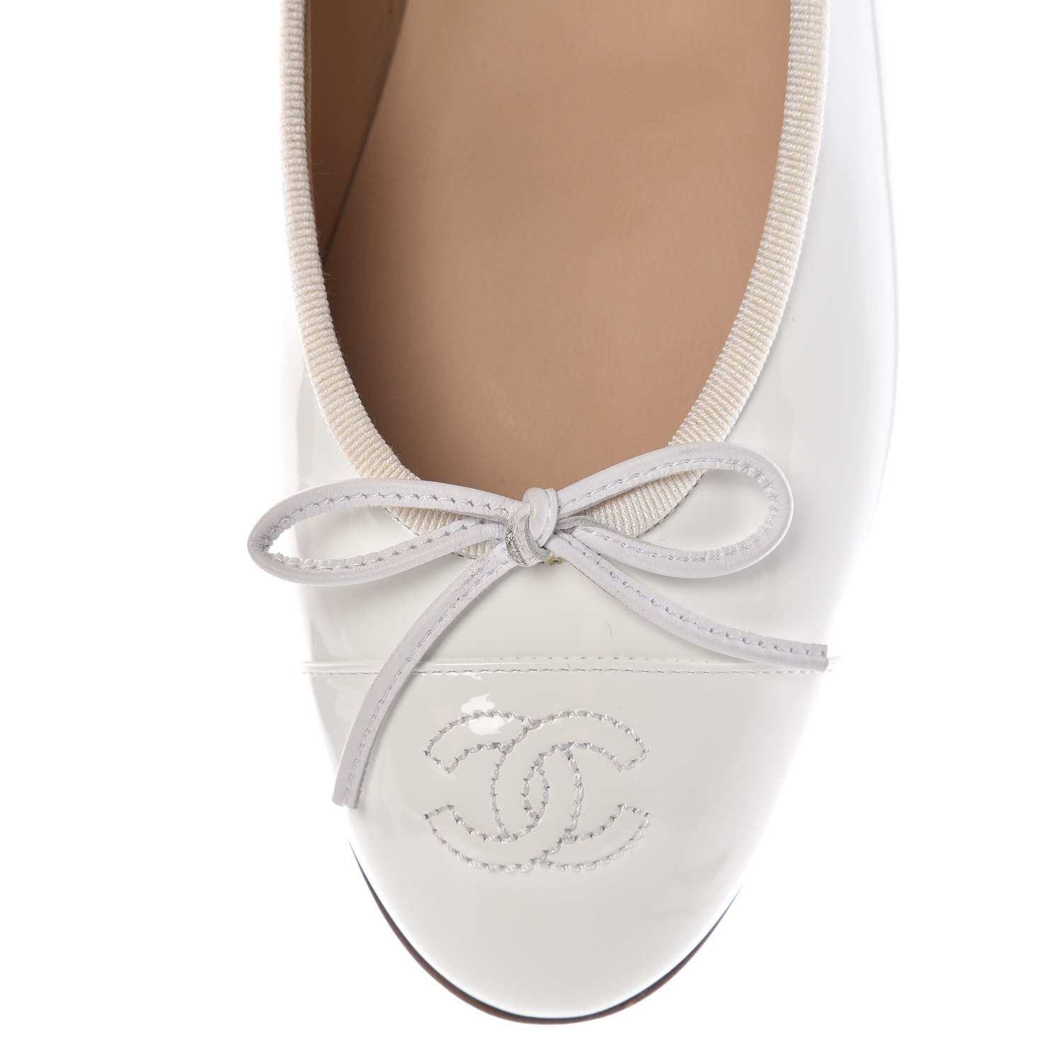 Chanel Patent CC Cap Toe Ballerina Flats 39.5 White 9 of 9