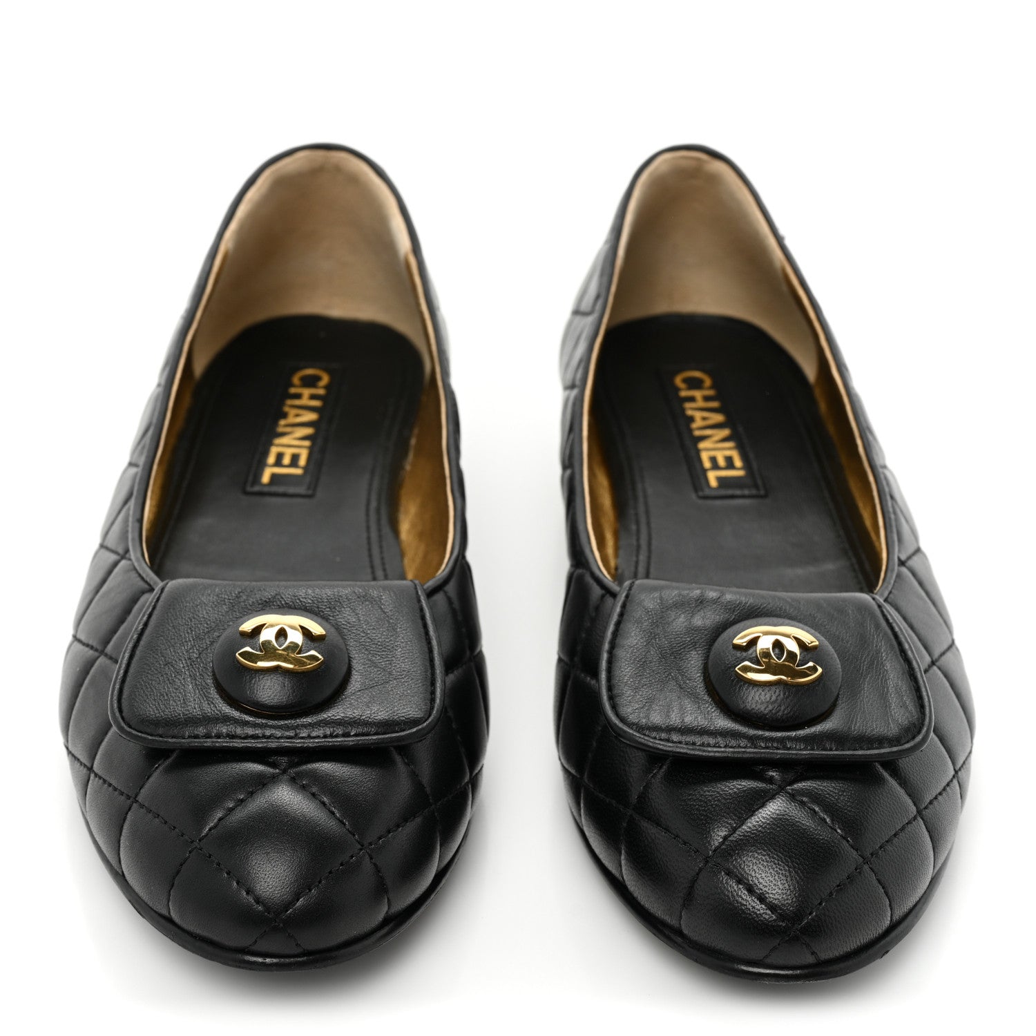 Chanel Lambskin Quilted CC Ballerina Flats 36.5 Black 39 Black 2 of 11