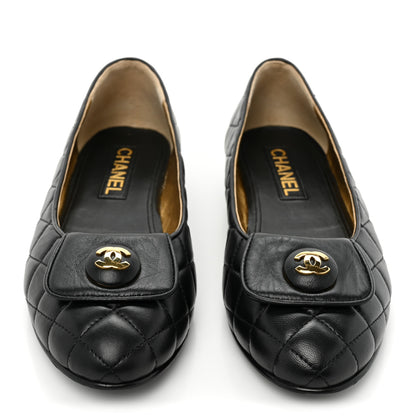 Chanel Lambskin Quilted CC Ballerina Flats 36.5 Black 39 Black 2 of 11